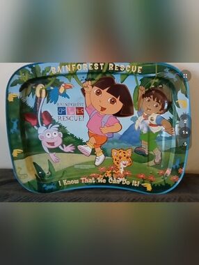2003 Dora & Diego "Rainforest Rescue" Metal Television Tray With Legs